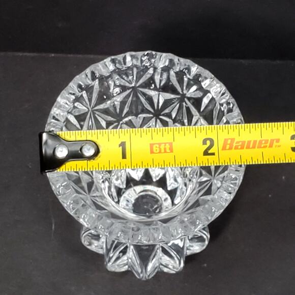 Vtg Cut Crystal Toothpick Holder Clear Mini Vase Sawtooth Edge Decor Minimalist - Picture 6 of 7